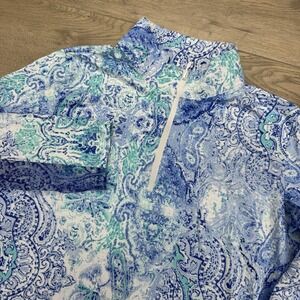 Kenny Dana Women's 1/4 Zip Pullover Light Breathable Blue Paisley Sz M Picklebal